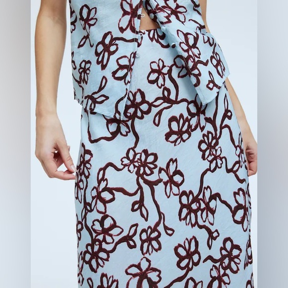 NWT Madewell The Layton Midi Slip Skirt - Blue and Pink Floral - Size 0 - Picture 9 of 9